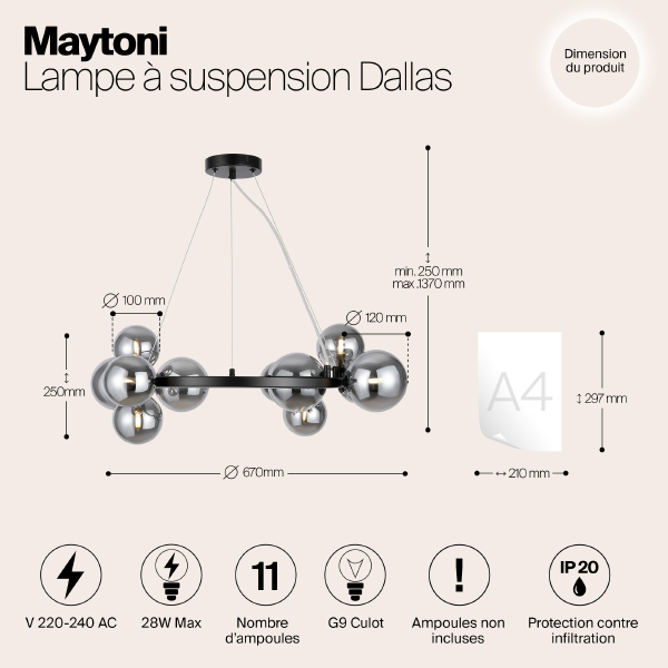 Подвесная люстра Maytoni Dallas MOD545PL-11B