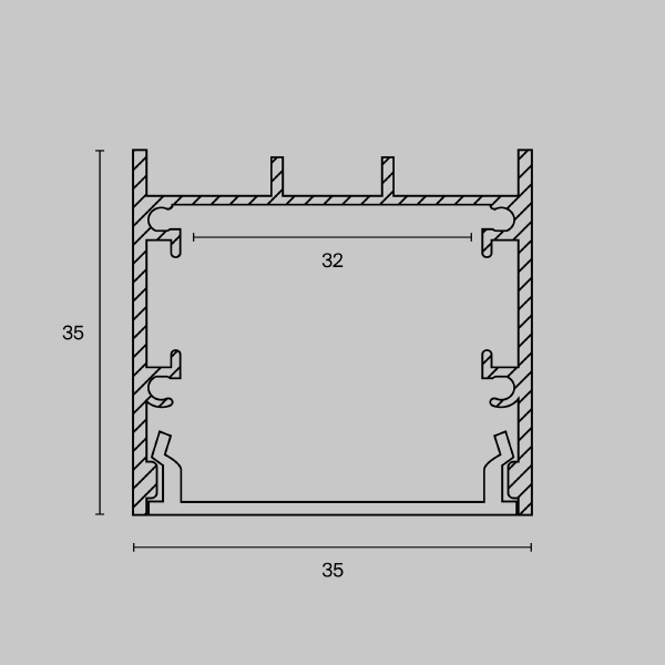 Алюминиевый профиль подвесной -накладной 35x35 Maytoni Алюминиевый профиль ALM-3535B-S-2M