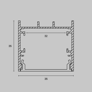 Алюминиевый профиль подвесной -накладной 35x35 Maytoni Алюминиевый профиль ALM-3535B-S-2M