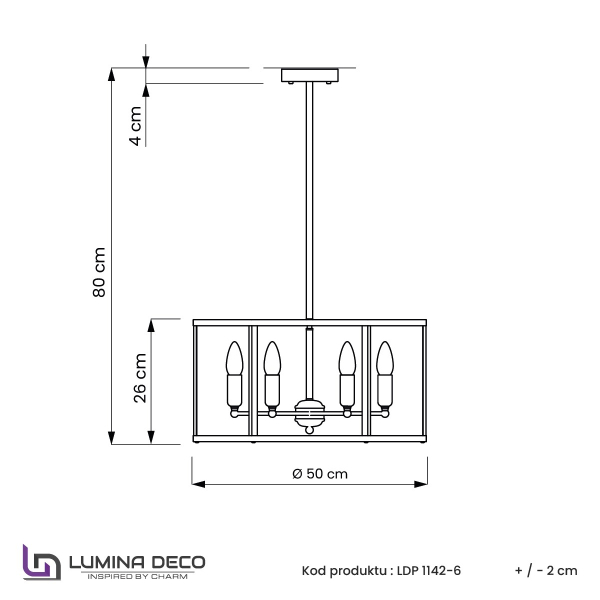 Люстра на штанге Lumina Deco Lorton LDP 1142-6 BK+MD