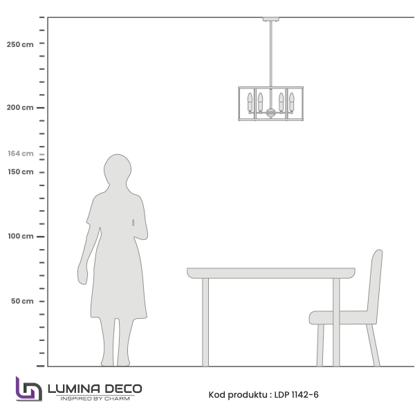 Люстра на штанге Lumina Deco Lorton LDP 1142-6 BK+MD