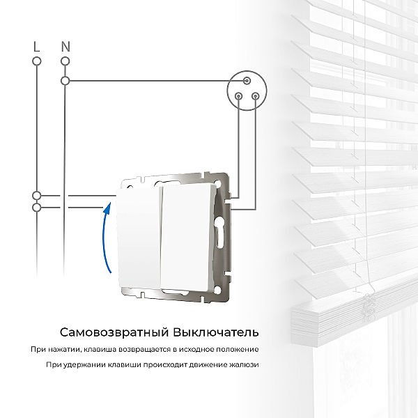 Выключатель Werkel W1122401/ Выключатель двухклавишный с самовозвратом (белый)