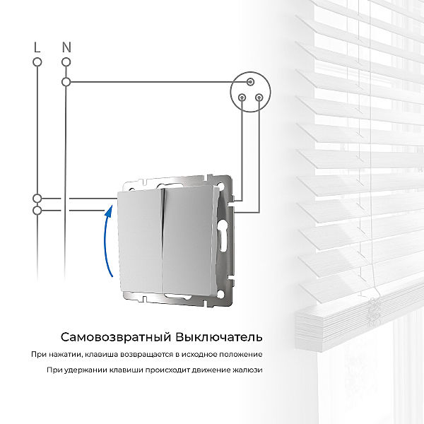 Выключатель Werkel W1122406/ Выключатель двухклавишный с самовозвратом (серебряный)