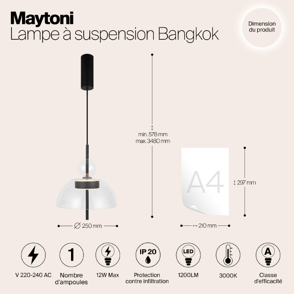 Светильник подвесной Maytoni Bangkok MOD185PL-L6B3K1