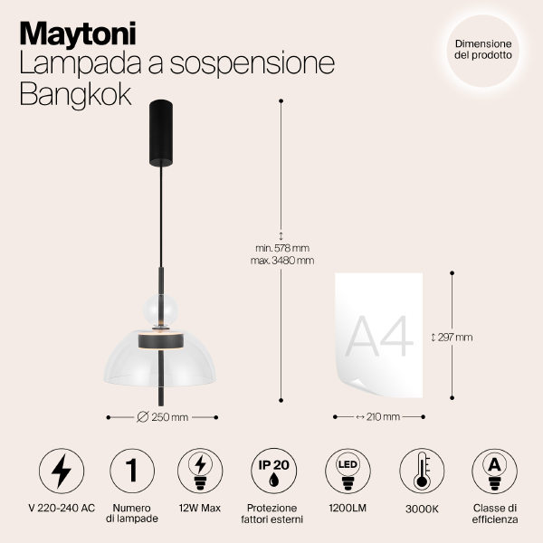 Светильник подвесной Maytoni Bangkok MOD185PL-L6B3K1