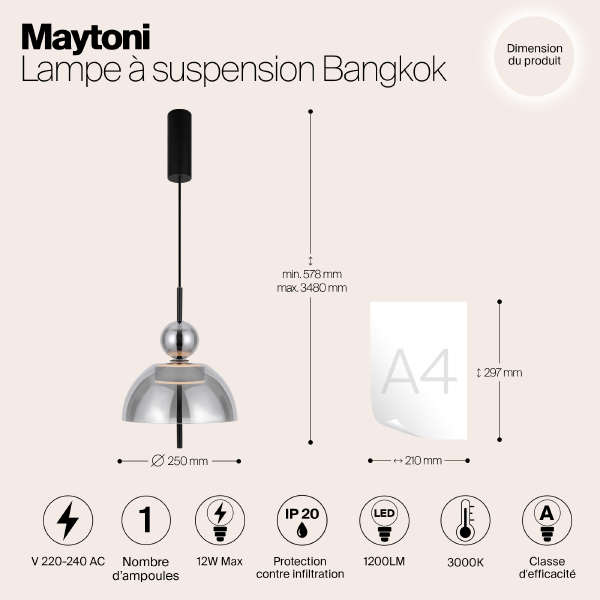 Светильник подвесной Maytoni Bangkok MOD185PL-L6B3K4