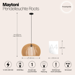 Светильник подвесной Maytoni Roots MOD195PL-01W1