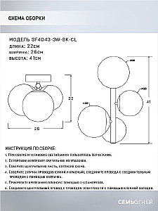 Настенное бра Seven Fires Sendi SF4043/3W-BK-CL