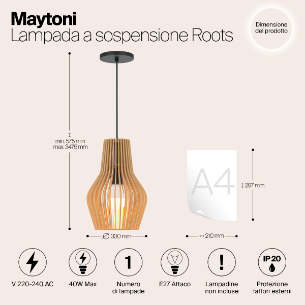 Светильник подвесной Maytoni Roots MOD191PL-01W1