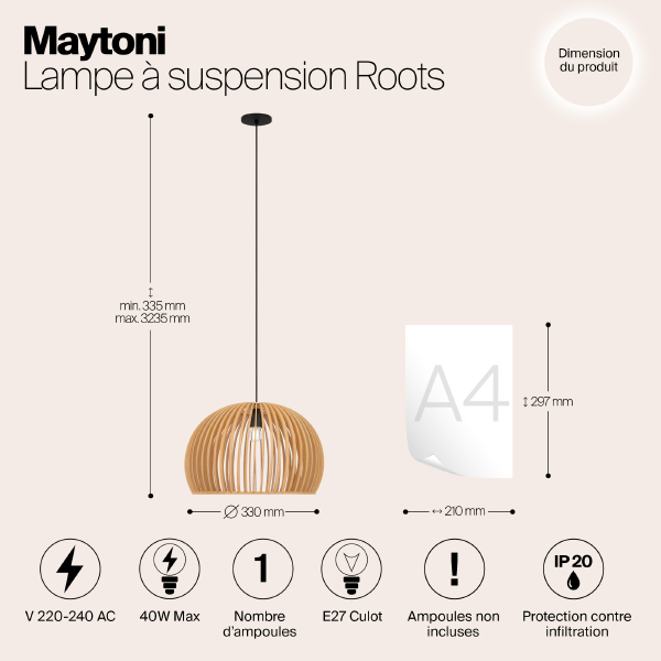 Светильник подвесной Maytoni Roots MOD195PL-01W