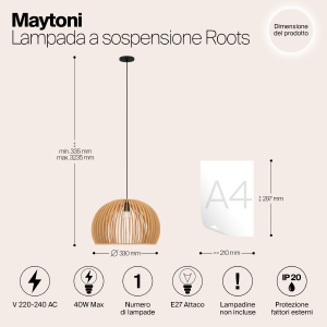 Светильник подвесной Maytoni Roots MOD195PL-01W