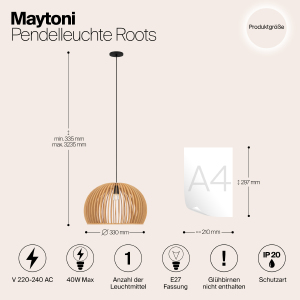 Светильник подвесной Maytoni Roots MOD195PL-01W