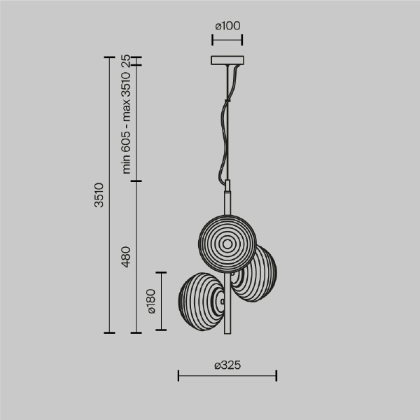 Подвесная люстра Maytoni Reels MOD268PL-03B