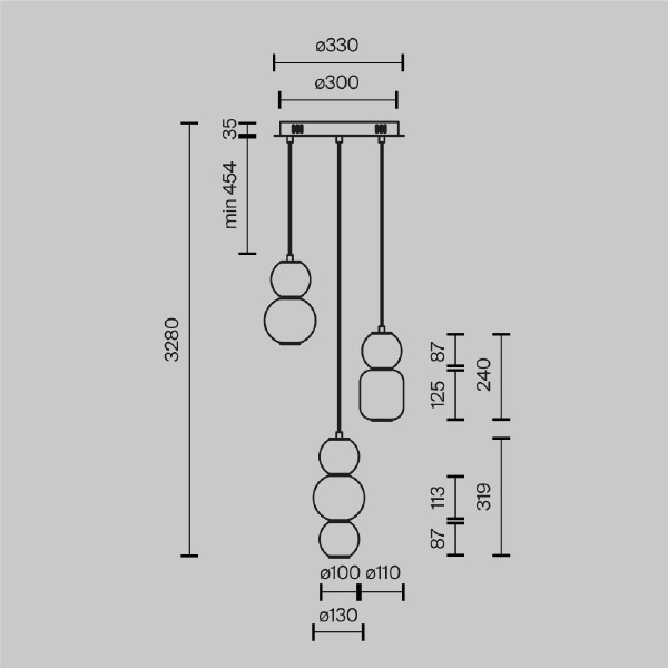 Светильник подвесной Maytoni Drop MOD273PL-L33CH3K