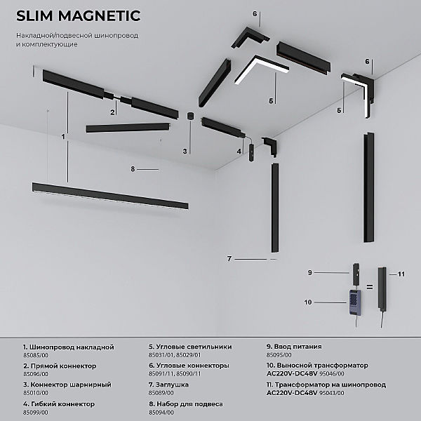 Коннектор угловой внутренний для накладного шинопровода Elektrostandard Slim Magnetic Slim Magnetic Коннектор угловой внутренний для накладного шинопровода 85091/11