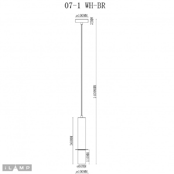 Светильник подвесной iLamp Lofty 10705-1 WH-BR