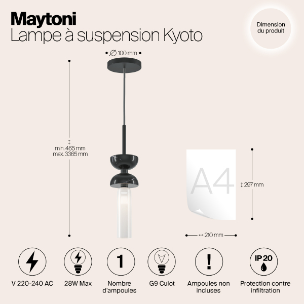 Светильник подвесной Maytoni Kyoto MOD178PL-01B