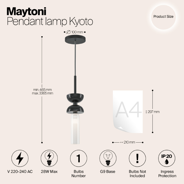 Светильник подвесной Maytoni Kyoto MOD178PL-01B