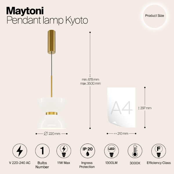 Светильник подвесной Maytoni Kyoto MOD178PL-L11G3K