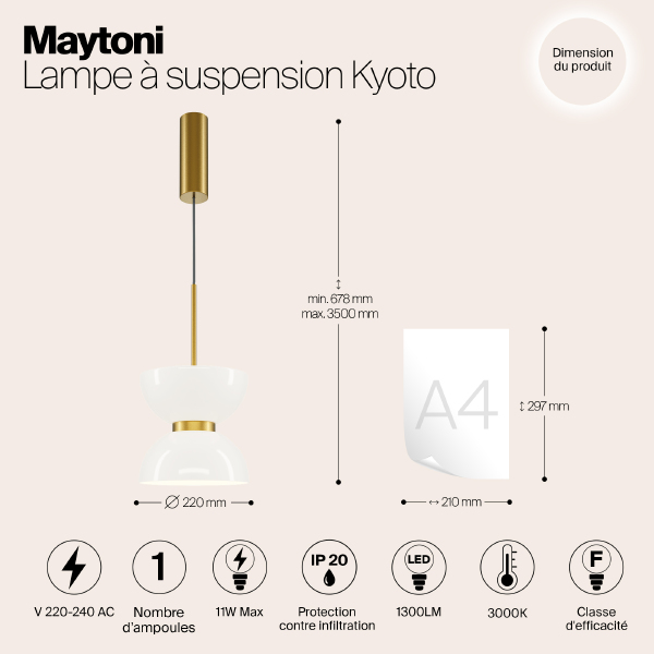 Светильник подвесной Maytoni Kyoto MOD178PL-L11G3K