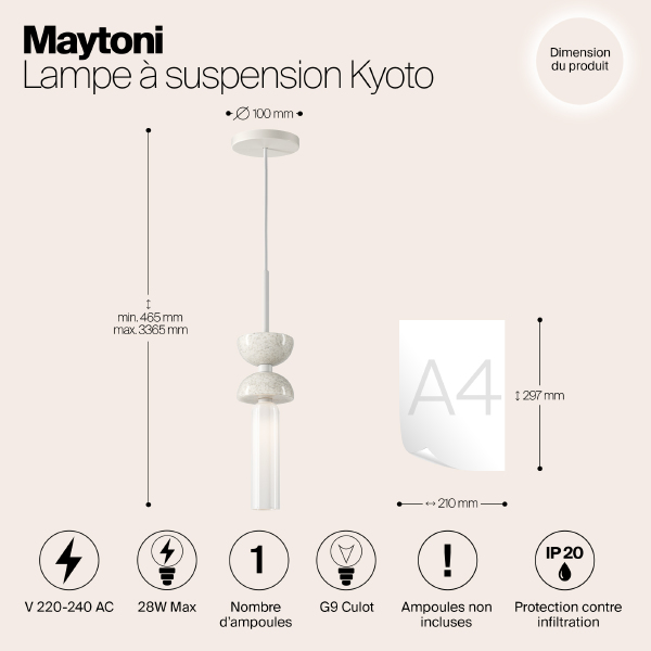 Светильник подвесной Maytoni Kyoto MOD178PL-01W