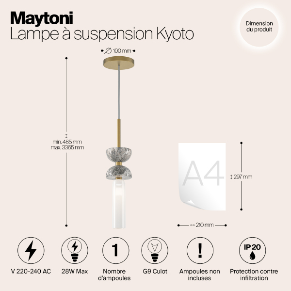 Светильник подвесной Maytoni Kyoto MOD178PL-01GR