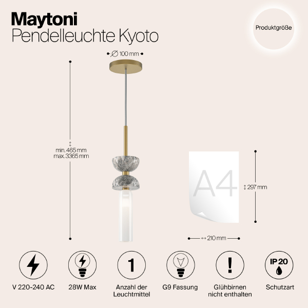 Светильник подвесной Maytoni Kyoto MOD178PL-01GR