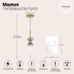 Светильник подвесной Maytoni Kyoto MOD178PL-01GR