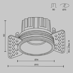 Встраиваемый светильник Maytoni Round DL058-12W3K-TRS-BS