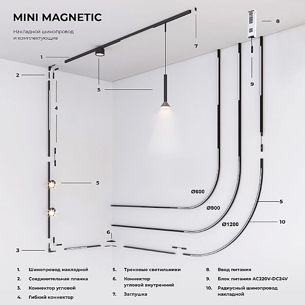 Коннектор для шинопровода Elektrostandard Mini Magnetic Mini Magnetic Соединительная планка для шинопровода (1шт.) 85176/00