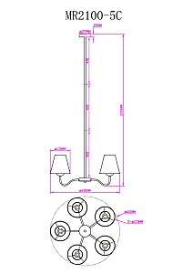 Люстра на штанге MyFar Charlotte MR2100-5C