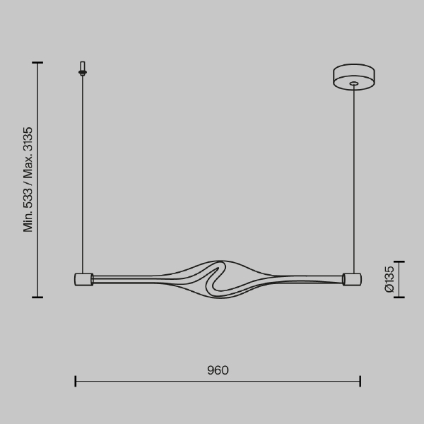 Светильник подвесной Maytoni Loop MOD290PL-L23BS3K