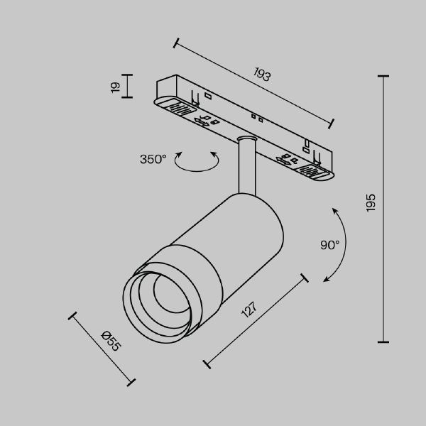 Трековый светильник Maytoni Focus Zoom TR212-1-12WTW-DS-Z-B