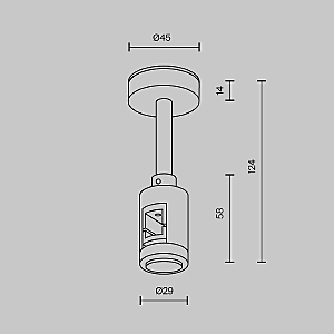 Крепление потолочное Short 78мм с вводом питания Flarity Maytoni Accessories for tracks Flarity TRA156C-B1-BS