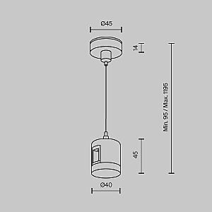 Подвес тросовый Hang с прямым коннектором питания Flarity Maytoni Accessories for tracks Flarity TRA157SW-IPC1-B