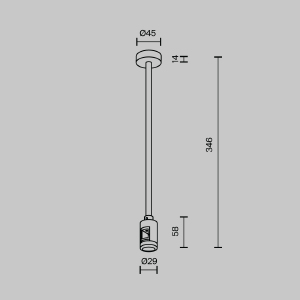 Крепление потолочное Medium 300мм с вводом питания Flarity Maytoni Accessories for tracks Flarity TRA158C-B1-B