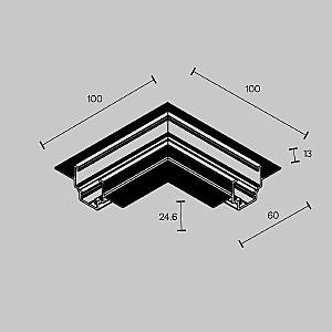 Коннектор угловой Exility для встраиваемого низкопрофильного шинопровода Maytoni Accessories for tracks Exility TRAM034CL-42B