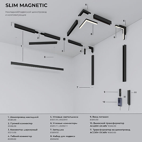 Трековый светильник Elektrostandard Slim Magnetic Slim Magnetic L01 Трековый светильник 10W 3000K (черный) 85000/01