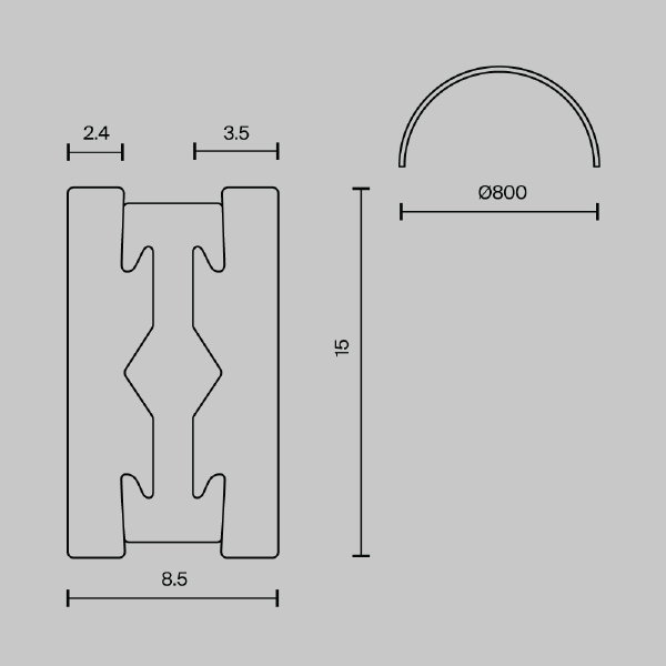 Шинопровод полукруг 800мм Maytoni Busbar trunkings Flarity TRX154-SR-D800-BS