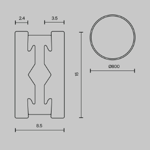 Шинопровод круглый 800мм Maytoni Busbar trunkings Flarity TRX154-R-D800-B