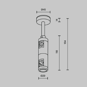 Крепление потолочное Short двойное 78мм Maytoni Accessories for tracks Flarity TRA156С-D1-B