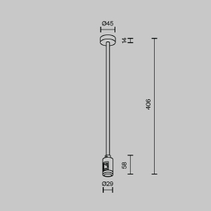 Крепление потолочное Medium одинарное 360мм Maytoni Accessories for tracks Flarity TRA158С-SL1-B