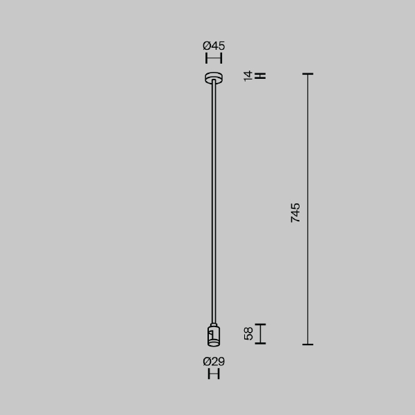 Крепление потолочное Long одинарное 700мм Maytoni Accessories for tracks Flarity TRA159С-S1-B