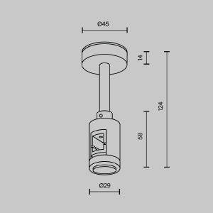 Крепление потолочное Short одинарное 78мм Maytoni Accessories for tracks Flarity TRA156C-S1-B