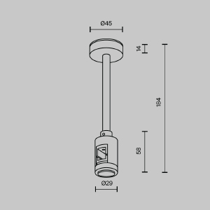 Крепление потолочное Short одинарное 138мм Maytoni Accessories for tracks Flarity TRA156C-SL1-B