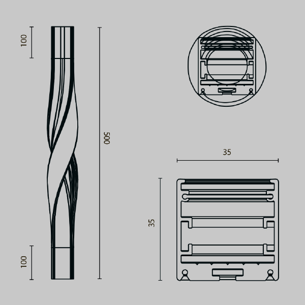 Радиусный профиль 35x35 Twist 180° Maytoni Радиусный профиль ALM-3535R-B-T-180°-0.5M