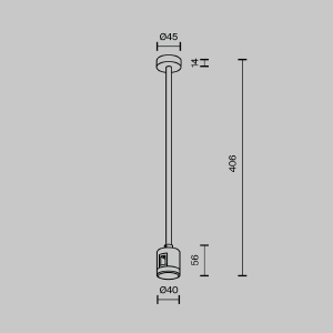 Крепление потолочное Medium 360мм с прямым коннектором питания Flarity Maytoni Accessories for tracks Flarity TRA158C-IPCL1-B