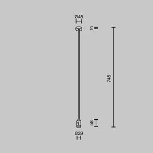 Крепление потолочное Long одинарное 700мм Flarity Maytoni Accessories for tracks Flarity TRA159C-S1-B