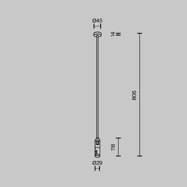 Крепление потолочное Long двойное 700мм Flarity Maytoni Accessories for tracks Flarity TRA159C-D1-BS