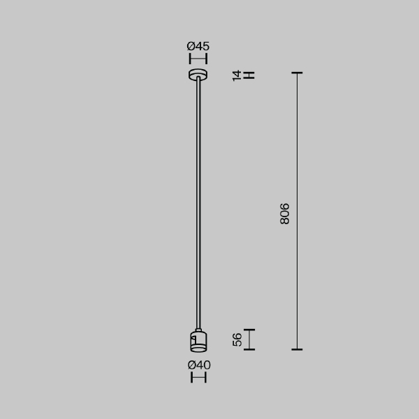 Крепление потолочное Long 760мм с прямым коннектором питания Flarity Maytoni Accessories for tracks Flarity TRA159C-IPCL1-BS